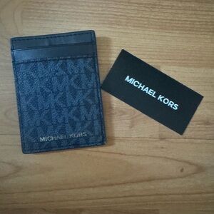 Michael Kors Monogram Black / Navy Card Holder & Money Clip - NWT